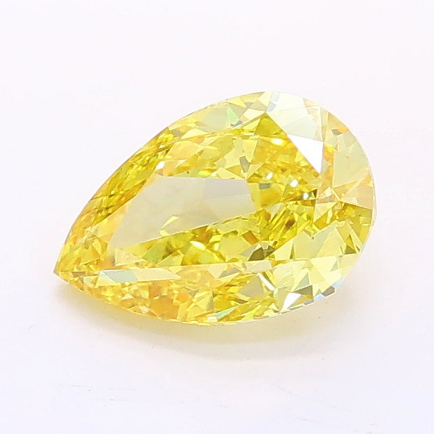 1.07 carat fancy vivid yellow pear lab grown diamond VS2 clarity