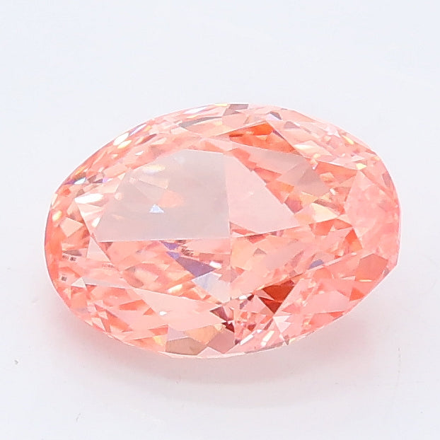 1.46 carat fancy vivid pink oval lab grown diamond VVS2 clarity