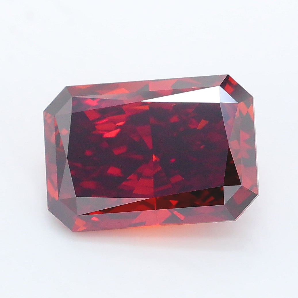 4.10 carat fancy deep brownish orange radiant lab grown diamond VS1 clarity