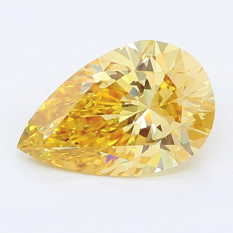 2.01 carat fancy intense yellow pear lab grown diamond VS1 clarity