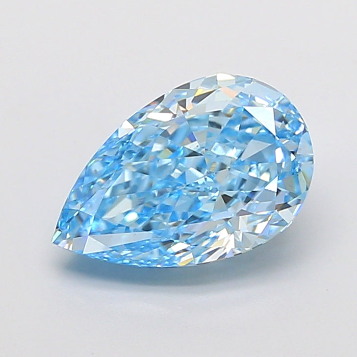 3.04 carat fancy vivid blue pear lab grown diamond VS1 clarity