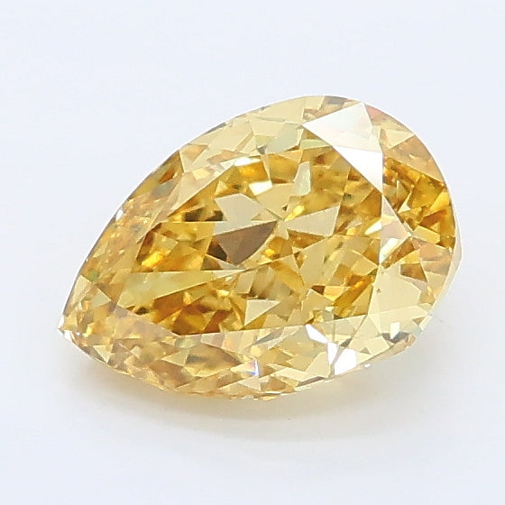 1.01 carat fancy intense yellow pear lab grown diamond VS1 clarity