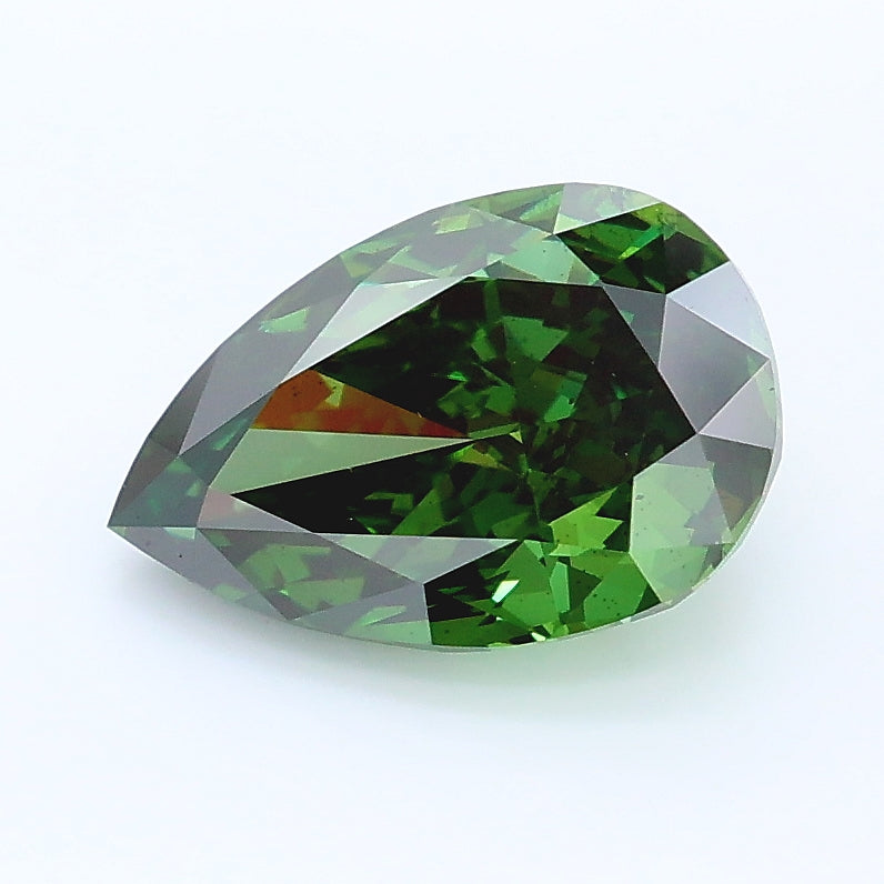 1.74 carat fancy deep green pear lab grown diamond SI1 clarity