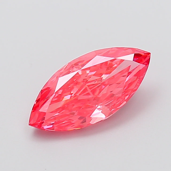 2.14 carat fancy vivid pink marquise lab grown diamond VVS2 clarity
