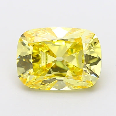 4.00 carat fancy vivid yellow old mine cushion lab grown diamond VS2 clarity