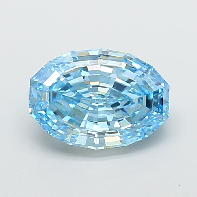 3.01 carat fancy vivid blue oval lab grown diamond VS1 clarity