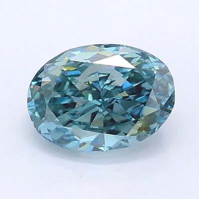 1.07 carat fancy intense greenish blue oval lab grown diamond VS1 clarity