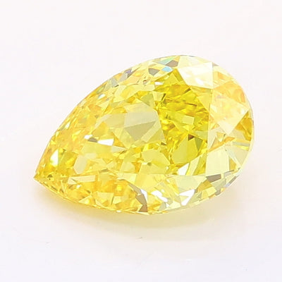 1.04 carat fancy vivid yellow pear lab grown diamond VS1 clarity