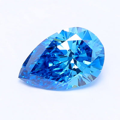 0.99 carat fancy vivid blue pear lab grown diamond VVS2 clarity