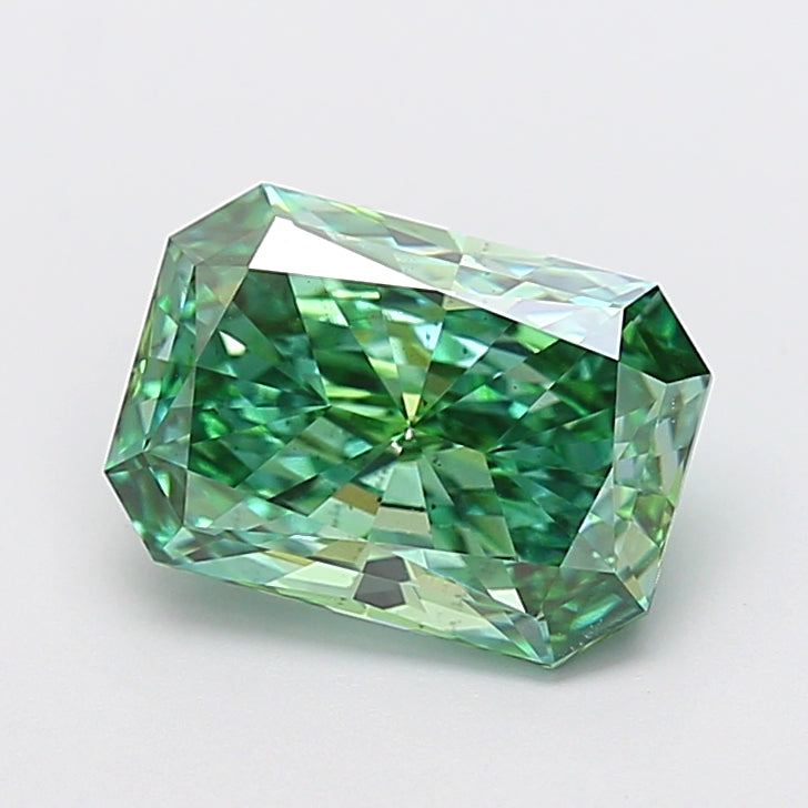 3.03 carat fancy vivid green radiant lab grown diamond VS2 clarity