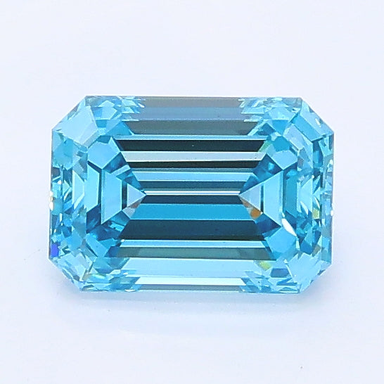 0.91 carat fancy vivid blue emerald lab grown diamond VS2 clarity