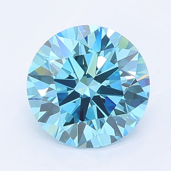 1.08 carat fancy vivid blue round lab grown diamond VVS2 clarity