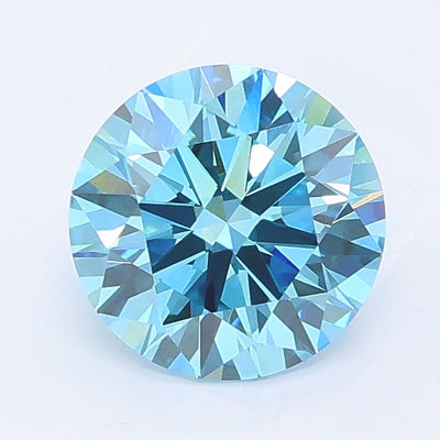 1.08 carat fancy vivid blue round lab grown diamond VVS2 clarity