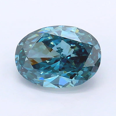 1.08 carat fancy intense green blue oval lab grown diamond VS1 clarity