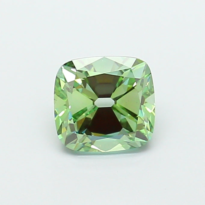 2.01 carat fancy vivid green old mine cushion lab grown diamond VS1 clarity