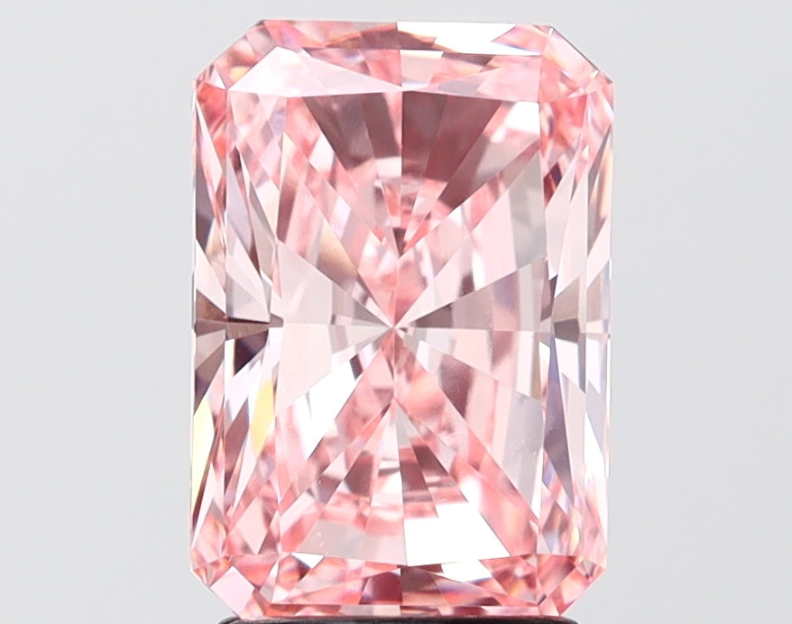 3.02 carat fancy vivid pink radiant lab grown diamond VVS2 clarity