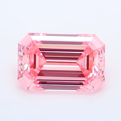 0.91 carat fancy vivid pink emerald lab grown diamond VVS2 clarity