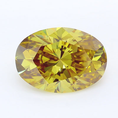 3.58 carat fancy intense brownish yellow oval lab grown diamond VS2 clarity