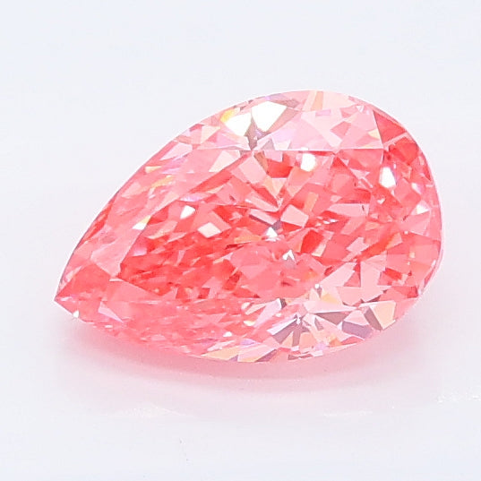 0.84 carat fancy vivid pink pear lab grown diamond VVS2 clarity