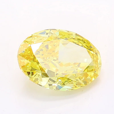 1.02 carat fancy vivid yellow oval lab grown diamond VS1 clarity