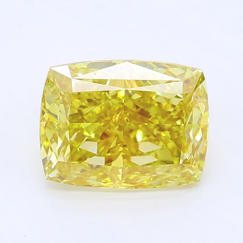 2.14 carat fancy vivid yellow cushion lab grown diamond VS1 clarity