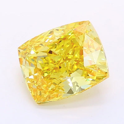 1.36 carat fancy vivid yellow cushion lab grown diamond VVS2 clarity