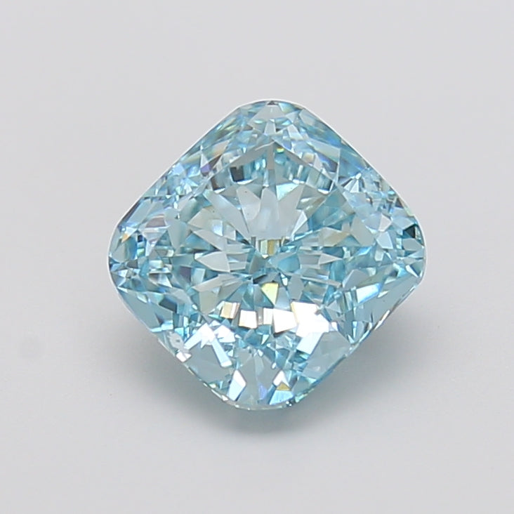 3.06 carat fancy vivid blue cushion lab grown diamond VVS2 clarity