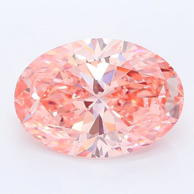 3.01 carat fancy vivid pink oval lab grown diamond VS1 clarity