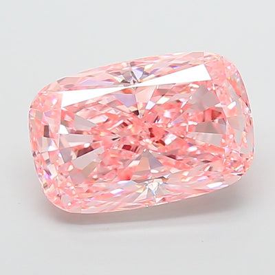 6.01 carat fancy vivid pink cushion lab grown diamond VVS2 clarity