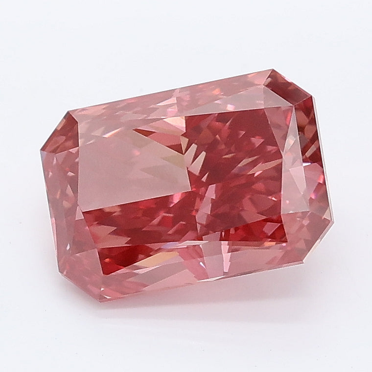 2.57 carat fancy pink radiant lab grown diamond VVS2 clarity