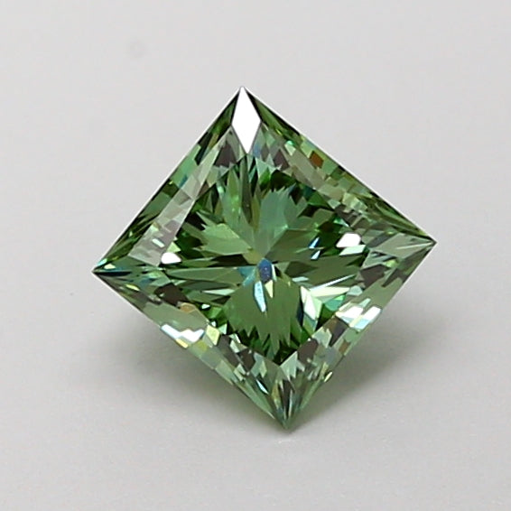 1.00 carat fancy vivid green princess lab grown diamond VVS2 clarity