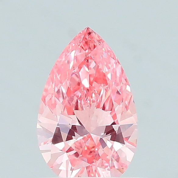 0.49 carat fancy vivid pink pear lab grown diamond SI1 clarity
