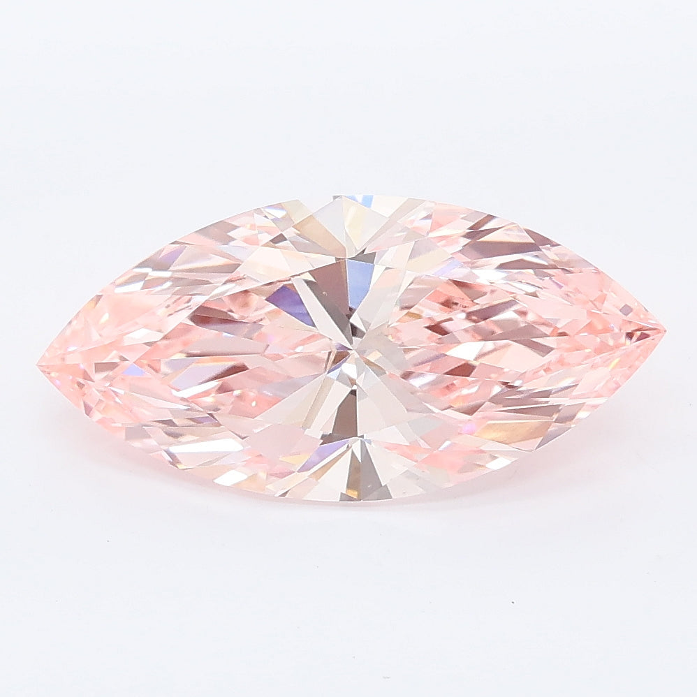 2.60 carat fancy vivid pink marquise lab grown diamond VVS2 clarity