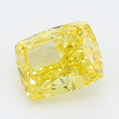 1.54 carat fancy vivid yellow cushion lab grown diamond VS2 clarity