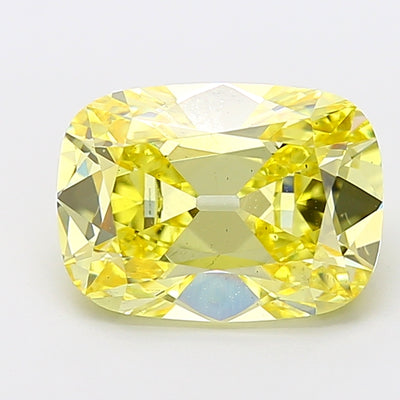 5.00 carat fancy light yellow old mine cushion lab grown diamond VS2 clarity
