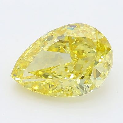 2.06 carat fancy vivid yellow pear lab grown diamond VS2 clarity