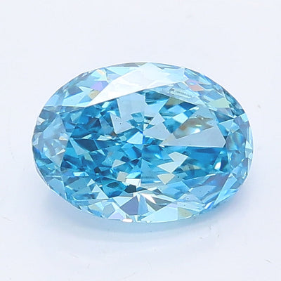 1.08 carat fancy vivid blue oval lab grown diamond VS2 clarity