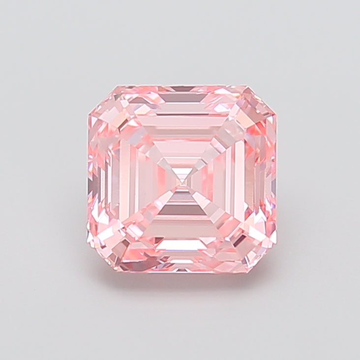 3.01 carat fancy vivid pink asscher lab grown diamond VS1 clarity