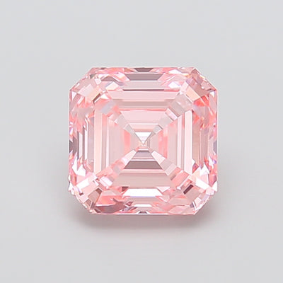 3.01 carat fancy vivid pink asscher lab grown diamond VS1 clarity