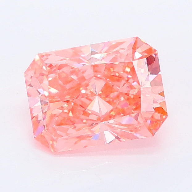 1.21 carat fancy vivid pink radiant lab grown diamond VVS2 clarity