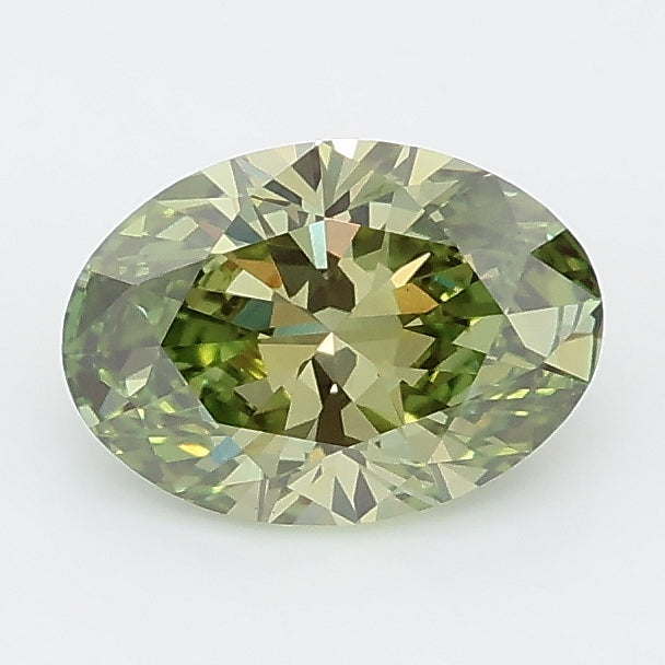1.02 carat fancy vivid green oval lab grown diamond VVS2 clarity