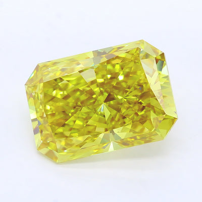 7.57 carat fancy vivid yellow radiant lab grown diamond VVS2 clarity