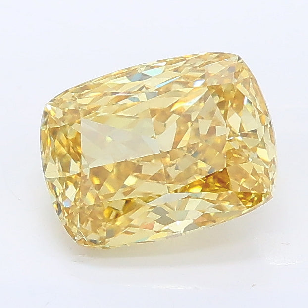 1.56 carat fancy intense yellow cushion lab grown diamond VS1 clarity