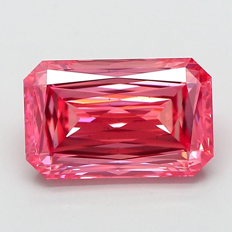 3.37 carat fancy vivid pink radiant lab grown diamond VS2 clarity