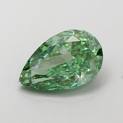 1.54 carat fancy vivid green pear lab grown diamond VS1 clarity