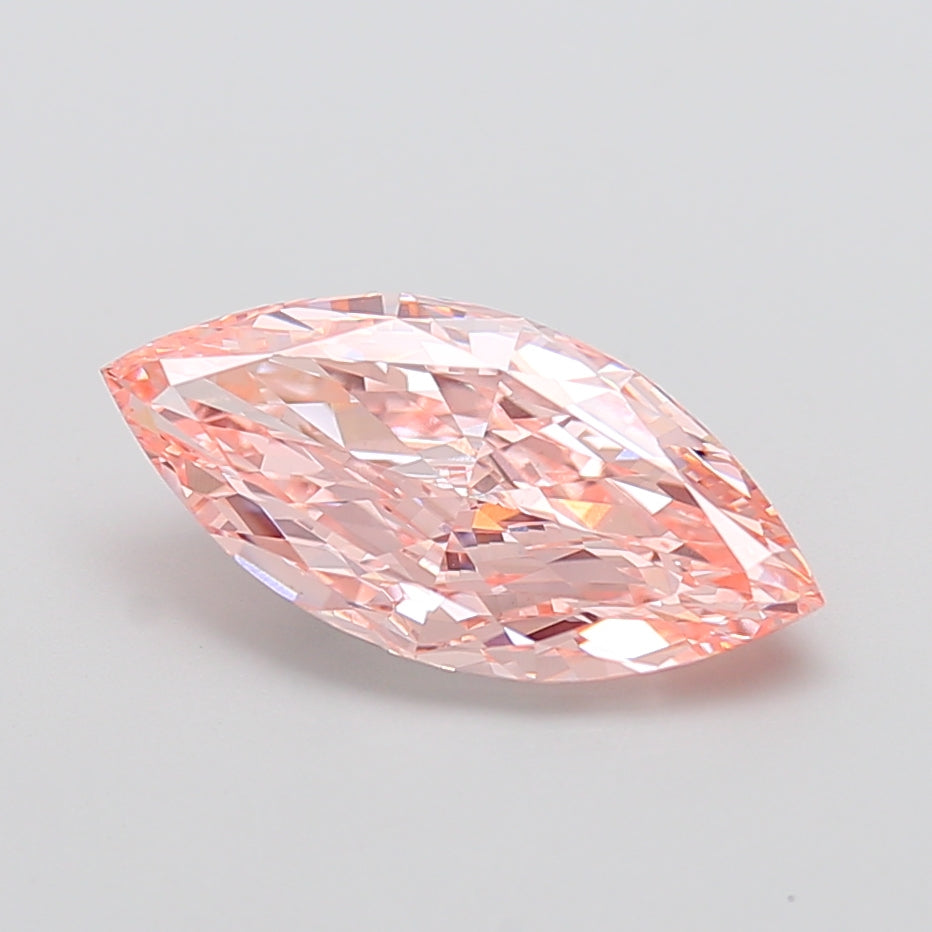 3.67 carat fancy intense pink marquise lab grown diamond VVS2 clarity