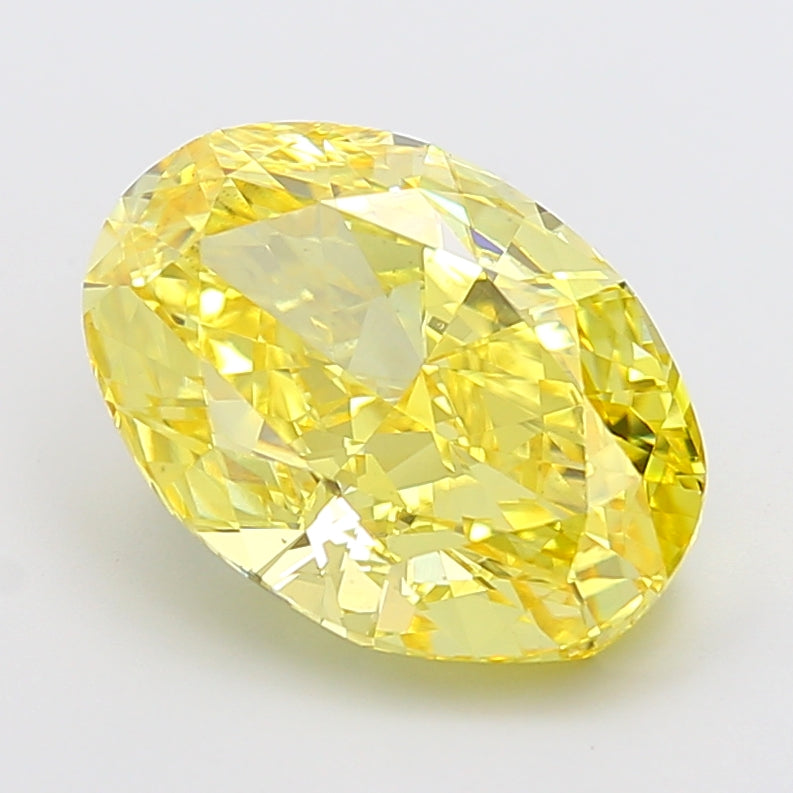7.02 carat fancy vivid yellow oval lab grown diamond VS1 clarity