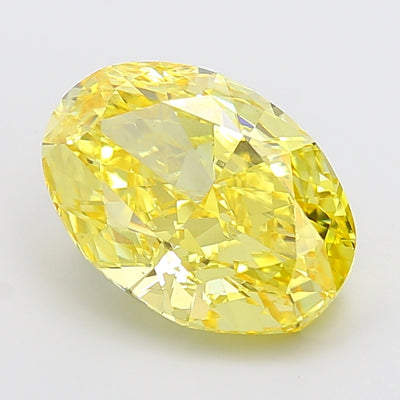 7.02 carat fancy vivid yellow oval lab grown diamond VS1 clarity