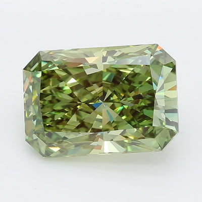 2.99 carat fancy vivid green radiant lab grown diamond VVS2 clarity