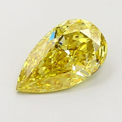 1.54 carat fancy vivid yellow pear lab grown diamond VVS2 clarity